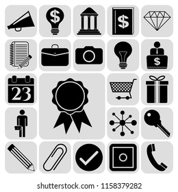 Set of 22 business high quality symbols or icons. Collection. Amazing desing. Vector Illustration.
