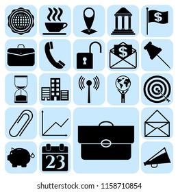 Set of 22 business high quality icons. Collection. Flat design. Vector Illustration.