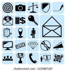 Set of 22 business high quality symbols. Collection. Flat design. Vector Illustration.