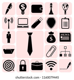 Set of 22 business high quality symbols. Collection. Flat design. Vector Illustration.