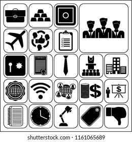 Set of 22 business high quality symbols or icons. Collection. Detailed design. Vector Illustration.