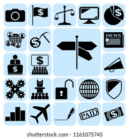 Set of 22 business high quality symbols. Collection. Flat design. Vector Illustration.