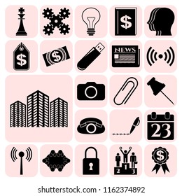 Set of 22 business high quality icons or symbols. Collection. Amazing desing. Vector Illustration.
