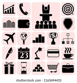 Set of 22 business high quality icons or symbols. Collection. Amazing desing. Vector Illustration.