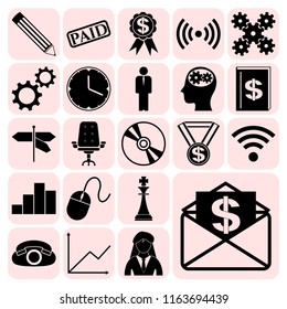 Set of 22 business high quality symbols or icons. Collection. Amazing desing. Vector Illustration.