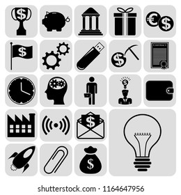 Set of 22 business high quality icons or symbols. Collection. Amazing desing. Vector Illustration.