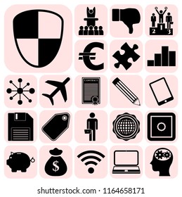 Set of 22 business high quality symbols. Collection. Flat design. Vector Illustration.