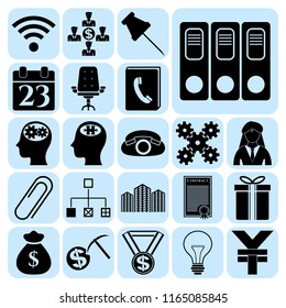 Set of 22 business high quality symbols or icons. Collection. Flat design. Vector Illustration.