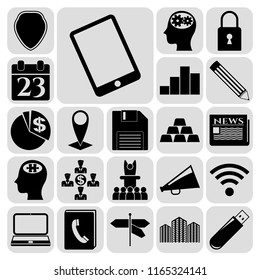 Set of 22 business high quality symbols or icons. Collection. Amazing desing. Vector Illustration.
