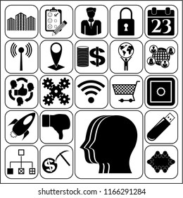 Set of 22 business high quality icons. Collection. Flat design. Vector Illustration.
