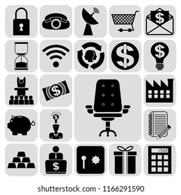 Set of 22 business high quality symbols. Collection. Flat design. Vector Illustration.