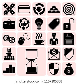 Set of 22 business high quality symbols or icons. Collection. Detailed design. Vector Illustration.