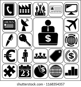 Set of 22 business high quality symbols. Collection. Detailed design. Vector Illustration.