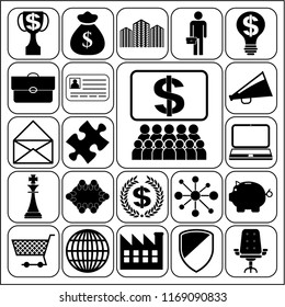 Set of 22 business high quality icons or symbols. Collection. Detailed design. Vector Illustration.