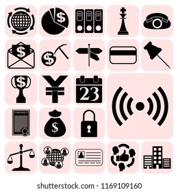 Set of 22 business high quality symbols or icons. Collection. Amazing desing. Vector Illustration.