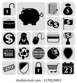 Set of 22 business high quality symbols or icons. Collection. Amazing desing. Vector Illustration.