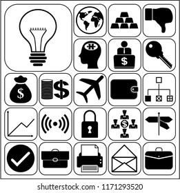 Set of 22 business high quality symbols. Collection. Flat design. Vector Illustration.