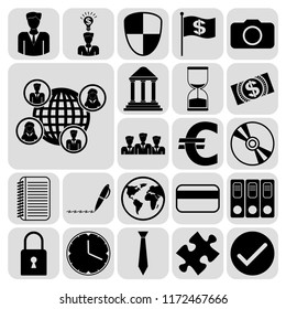 Set of 22 business high quality icons or symbols. Collection. Flat design. Vector Illustration.