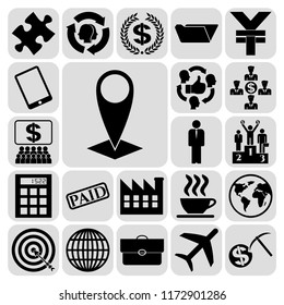 Set of 22 business high quality icons or symbols. Collection. Detailed design. Vector Illustration.