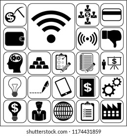 Set of 22 business high quality symbols. Collection. Flat design. Vector Illustration.