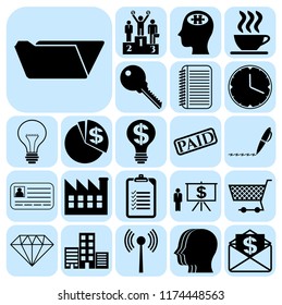 Set of 22 business high quality icons. Collection. Flat design. Vector Illustration.