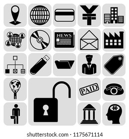 Set of 22 business high quality icons or symbols. Collection. Amazing desing. Vector Illustration.