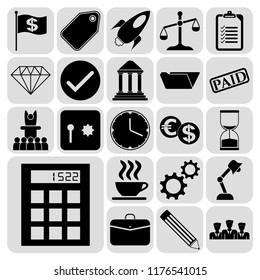 Set of 22 business high quality symbols or icons. Collection. Amazing desing. Vector Illustration.