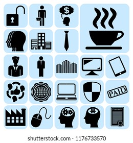 Set of 22 business high quality icons or symbols. Collection. Amazing desing. Vector Illustration.