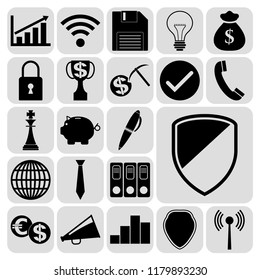 Set of 22 business high quality symbols. Collection. Detailed design. Vector Illustration.