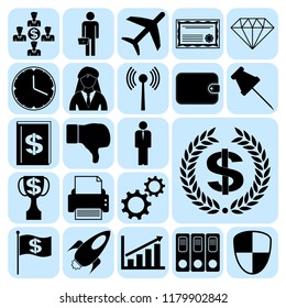 Set of 22 business high quality symbols or icons. Collection. Amazing desing. Vector Illustration.