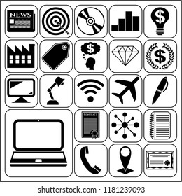 Set of 22 business high quality symbols or icons. Collection. Amazing desing. Vector Illustration.