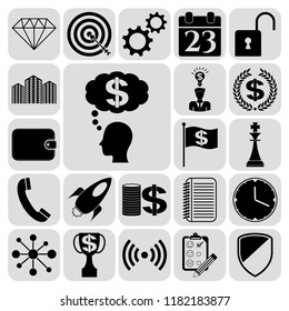 Set of 22 business high quality symbols. Collection. Detailed design. Vector Illustration.