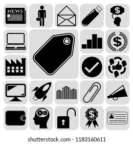 Set of 22 business high quality icons. Collection. Amazing desing. Vector Illustration.