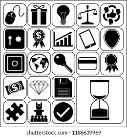 Set of 22 business high quality symbols or icons. Collection. Flat design. Vector Illustration.