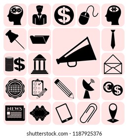 Set of 22 business high quality symbols or icons. Collection. Amazing desing. Vector Illustration.