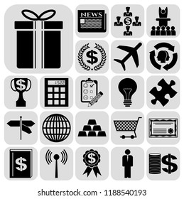 Set of 22 business high quality symbols or icons. Collection. Detailed design. Vector Illustration.