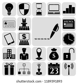 Set of 22 business high quality symbols. Collection. Detailed design. Vector Illustration.