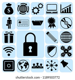 Set of 22 business high quality icons or symbols. Collection. Detailed design. Vector Illustration.