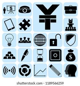 Set of 22 business high quality icons or symbols. Collection. Detailed design. Vector Illustration.