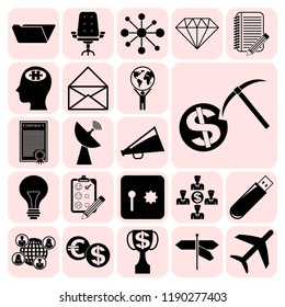 Set of 22 business high quality symbols. Collection. Detailed design. Vector Illustration.