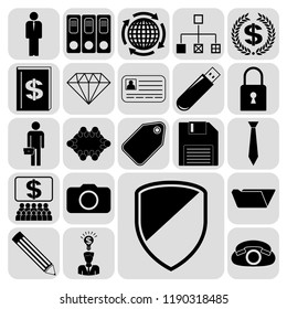 Set of 22 business high quality icons or symbols. Collection. Detailed design. Vector Illustration.