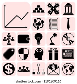 Set of 22 business high quality icons. Collection. Flat design. Vector Illustration.