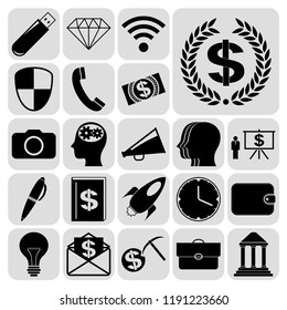 Set of 22 business high quality icons. Collection. Flat design. Vector Illustration.
