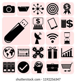 Set of 22 business high quality symbols or icons. Collection. Amazing design. Vector Illustration.