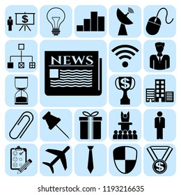 Set of 22 business high quality symbols or icons. Collection. Flat design. Vector Illustration.