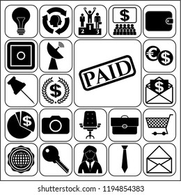 Set of 22 business high quality symbols or icons. Collection. Detailed design. Vector Illustration.