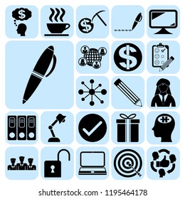 Set of 22 business high quality icons or symbols. Collection. Amazing desing. Vector Illustration.