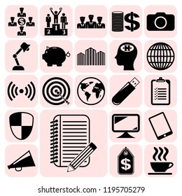 Set of 22 business high quality icons or symbols. Collection. Amazing desing. Vector Illustration.