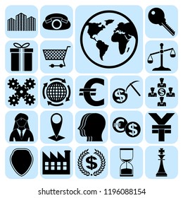 Set of 22 business high quality symbols or icons. Collection. Detailed design. Vector Illustration.