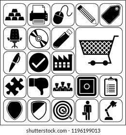 Set of 22 business high quality icons or symbols. Collection. Detailed design. Vector Illustration.